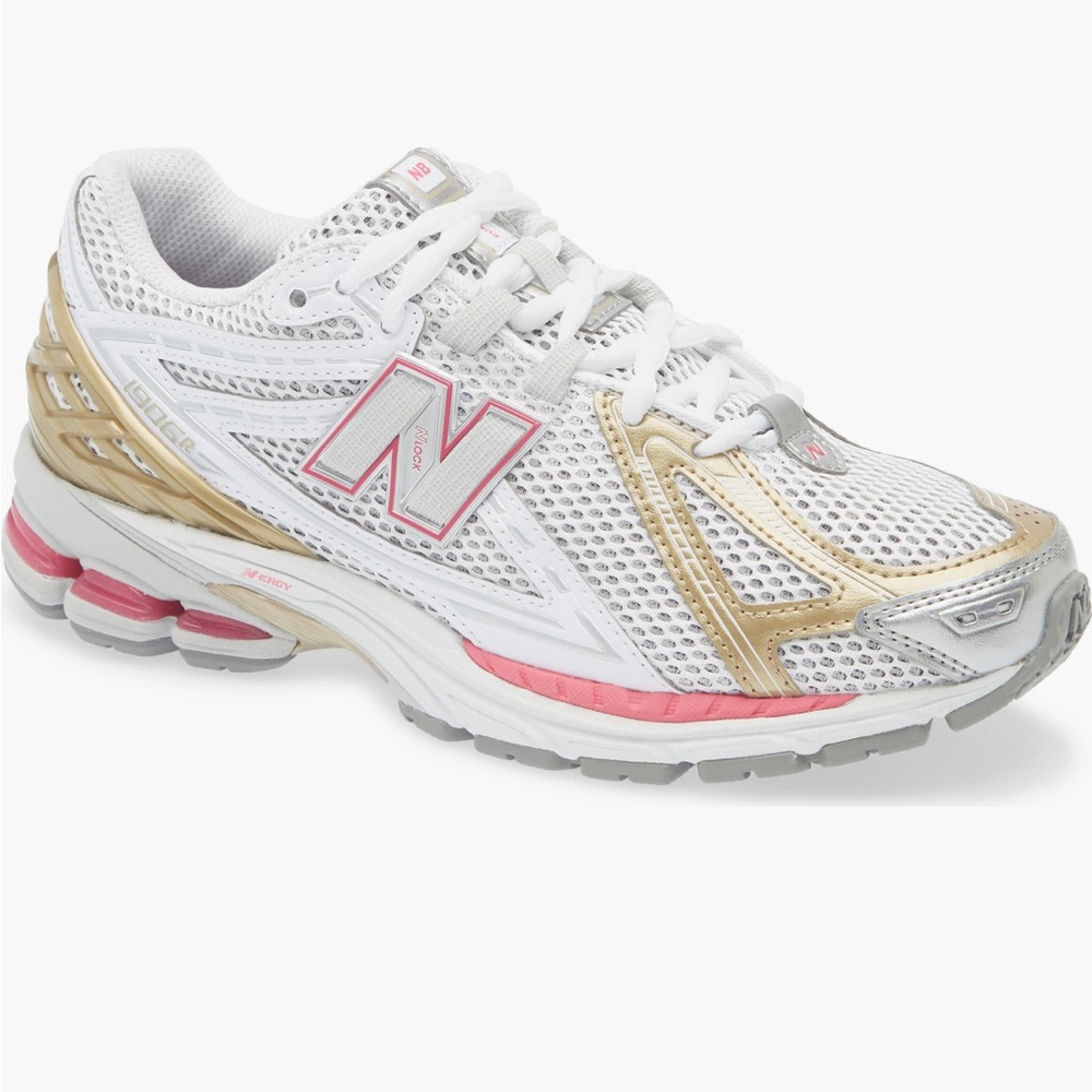 New Balance Women's White and Gold Running Shoes